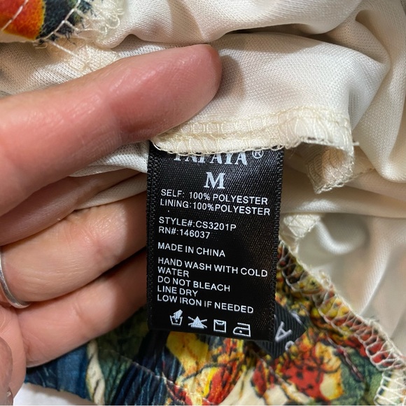 Papaya palazzo tropical Pants Women’s Medium wide leg floral sheer elastic waist - Picture 9 of 10